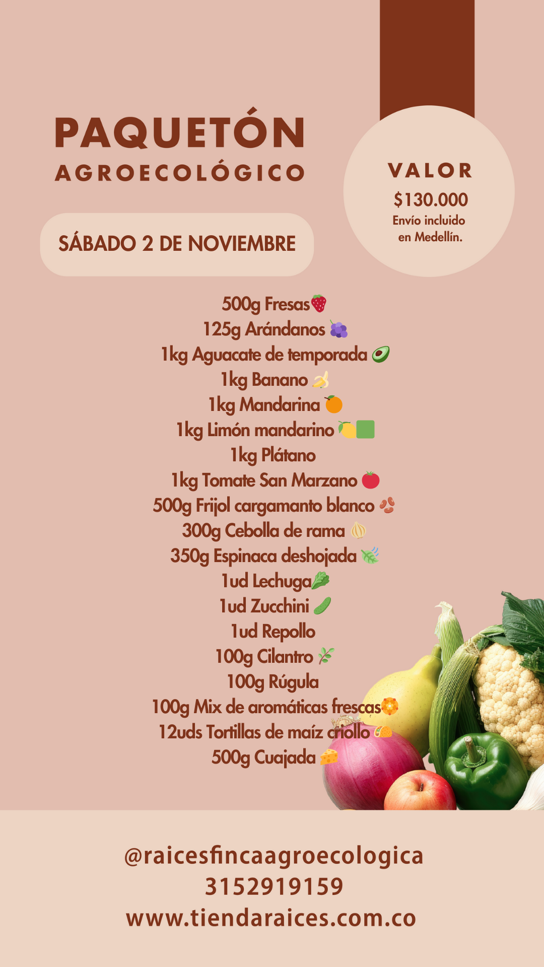 Paquetón Agroecológico Fresquito 🥑🍌🍓🥬