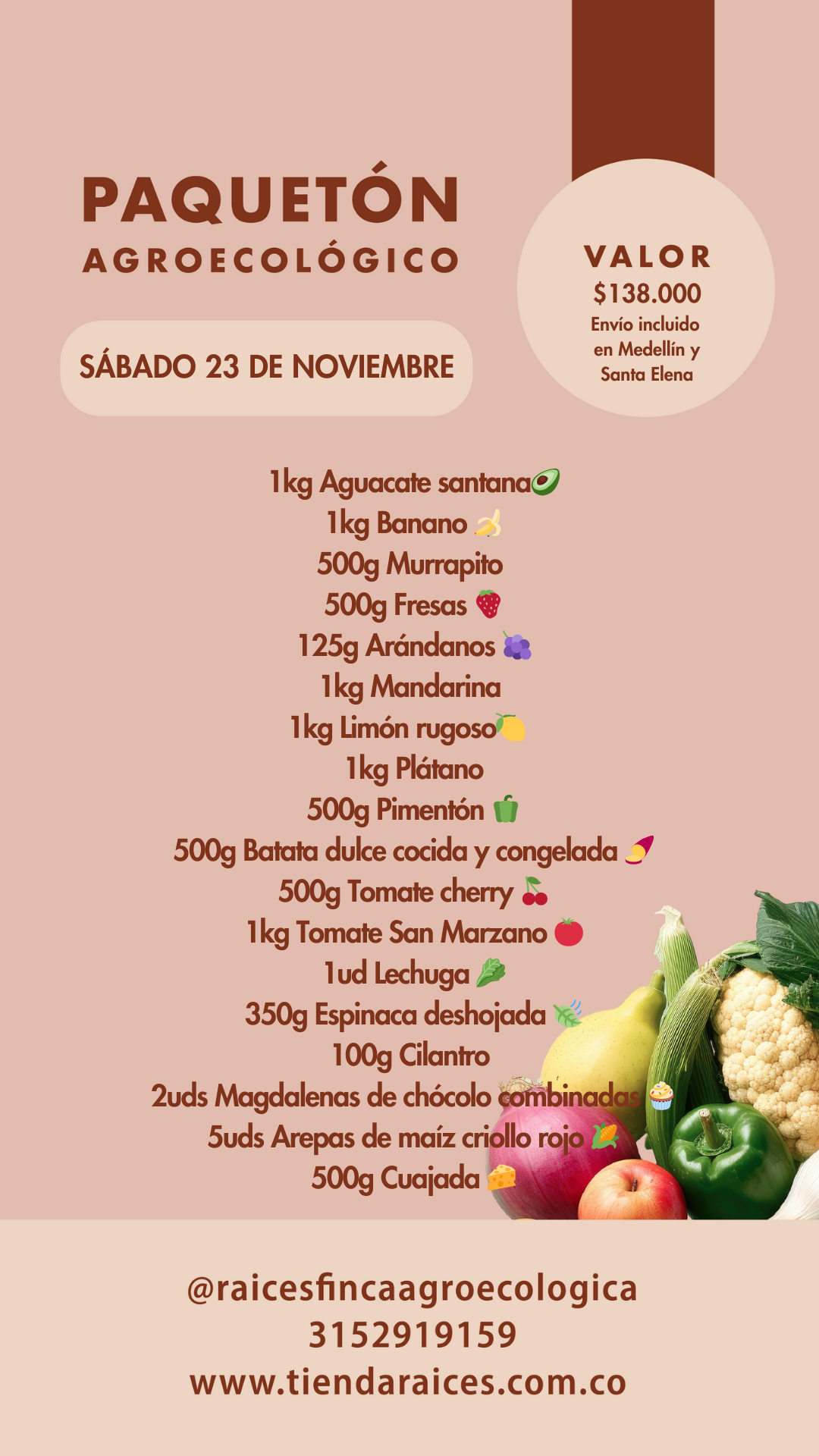 Paquetón Agroecológico Fresquito 🥑🍌🍓🥬