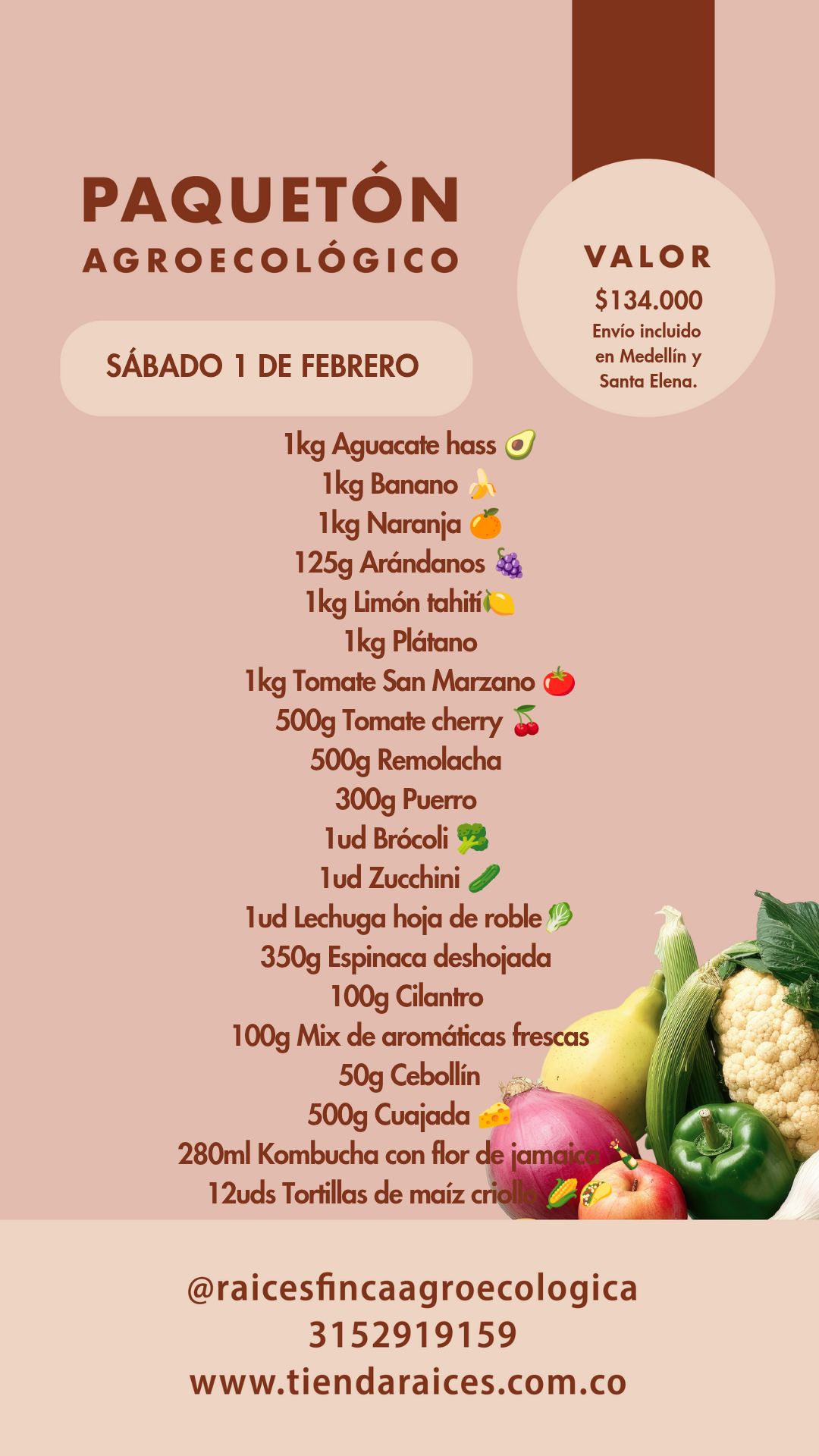 Paquetón Agroecológico Fresquito 🥑🍌🍓🥬